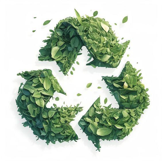 Recycling symbol made of green leaves